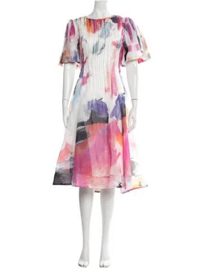 Pre-owned Aje Printed Midi Length Dress In Pink/white