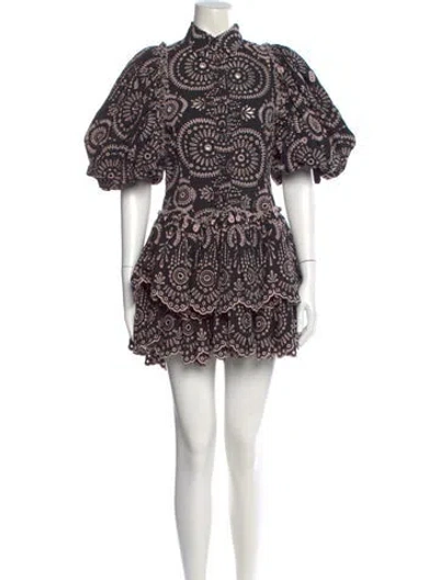 Pre-owned Aje Printed Mini Dress In Black