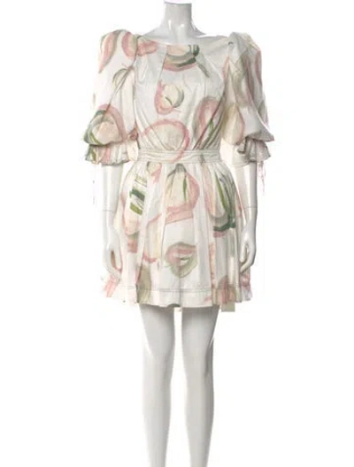 Pre-owned Aje Printed Mini Dress In White