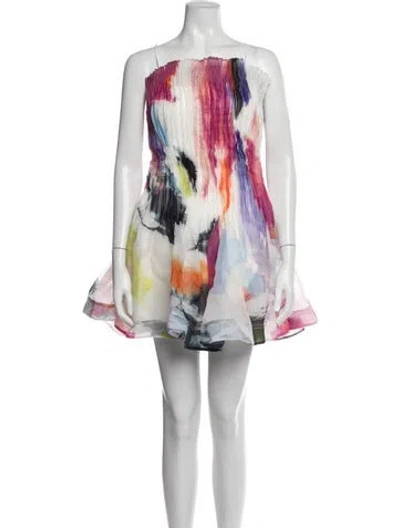 Pre-owned Aje Printed Mini Dress In White