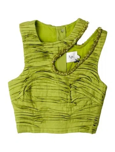 Pre-owned Aje Printed One-shoulder Top W/ Tags In Green