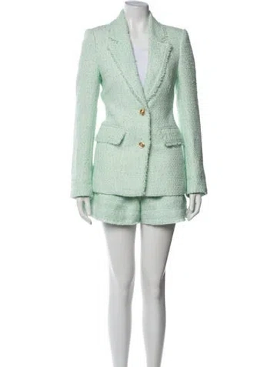 Pre-owned Aje Printed Raw-edge Trim Short Set In Green
