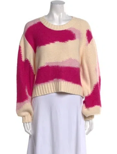 Pre-owned Aje Printed Scoop Neck Sweater In Pink