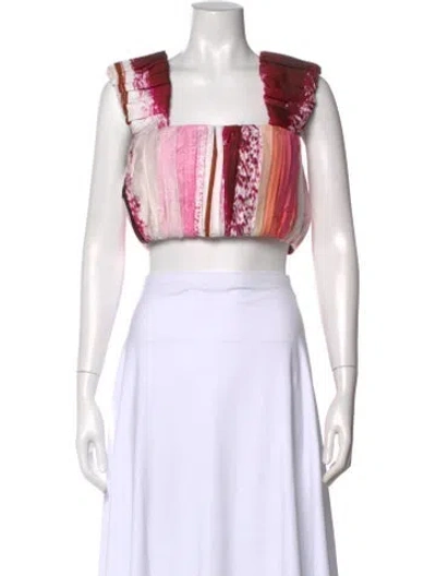 Pre-owned Aje Printed Square Neckline Crop Top W/ Tags In Pink