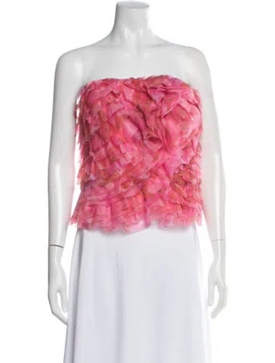Pre-owned Aje Printed Strapless Top In Pink