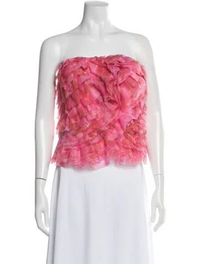 Pre-owned Aje Printed Strapless Top In Pink