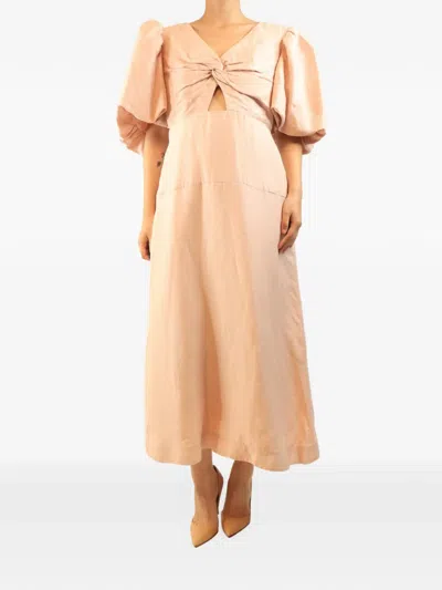 Pre-owned Aje Puff-sleeved Midi Dress In Pink