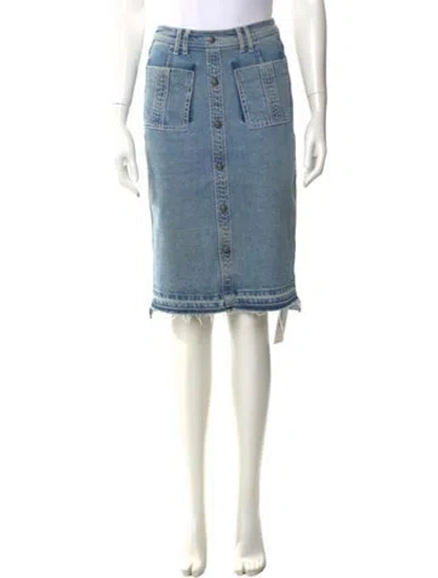 Pre-owned Aje Raw-edge Trim Knee-length Skirt In Blue