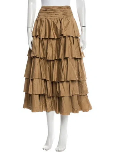 Pre-owned Aje Raw-edge Trim Midi Length Skirt In Neutral