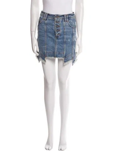 Pre-owned Aje Raw-edge Trim Mini Skirt In Blue