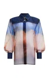 Aje Remie Cotton Denim Contrast Shirt In Multi