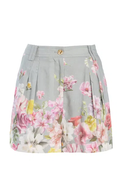 Aje Romantica Floral-print Linen-blend Shorts