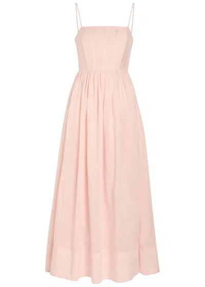 Aje Rosie Boned Cotton And Silk-blend Midi Dress In Pink