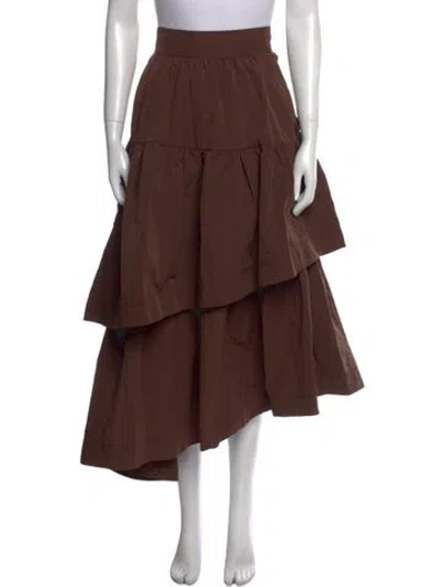 Pre-owned Aje Ruffle Embellishment Midi Length Skirt In Brown