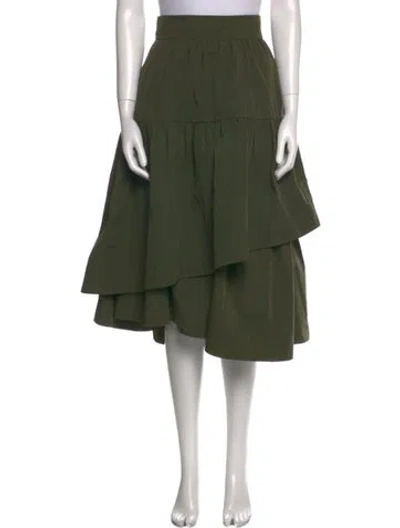 Pre-owned Aje Ruffle Embellishment Midi Length Skirt In Green