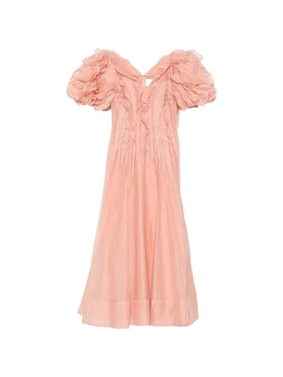 Aje Ruffled Puff-sleeve Dress In Pink