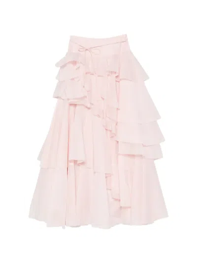 Aje Ruffled Tiered Maxi Skirt In Pink