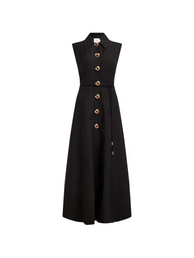 Aje Sasha Button-up Collared Midi Dress In Black