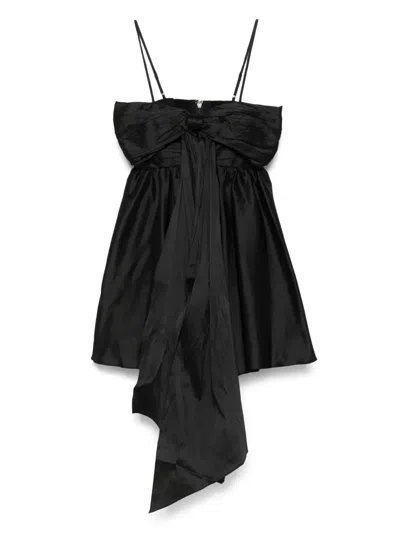 Aje Scarlett Bow-detailed Satin-crepe Mini Dress In Black