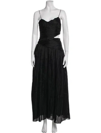 Pre-owned Aje Scoop Neck Long Dress In Black
