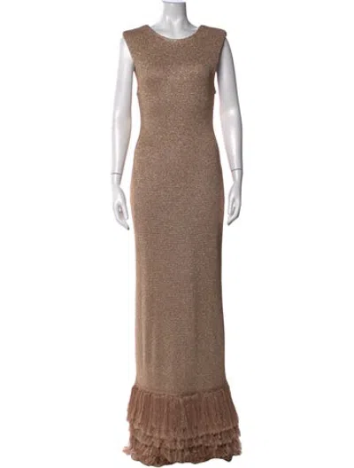 Pre-owned Aje Scoop Neck Long Dress In Neutrals