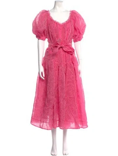 Pre-owned Aje Scoop Neck Long Dress In Pink