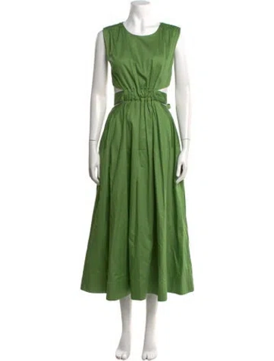 Pre-owned Aje Scoop Neck Midi Length Dress In Green