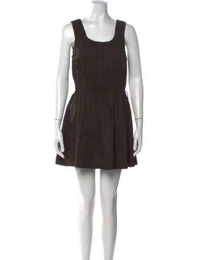 Pre-owned Aje Scoop Neck Mini Dress In Brown