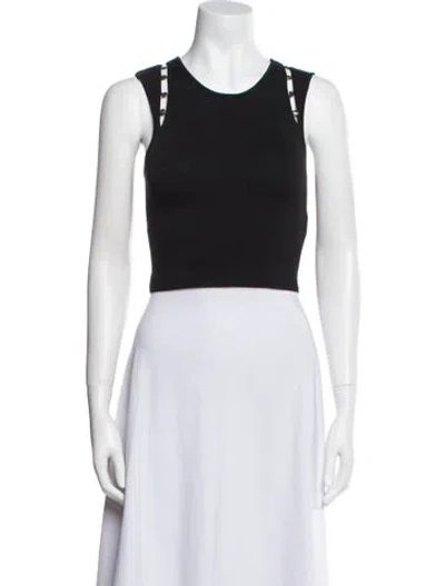 Pre-owned Aje Scoop Neck Sleeveless Crop Top In Black