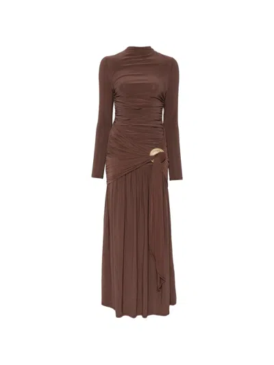 Aje Selah Gathered Jersey Maxi Dress In Brown