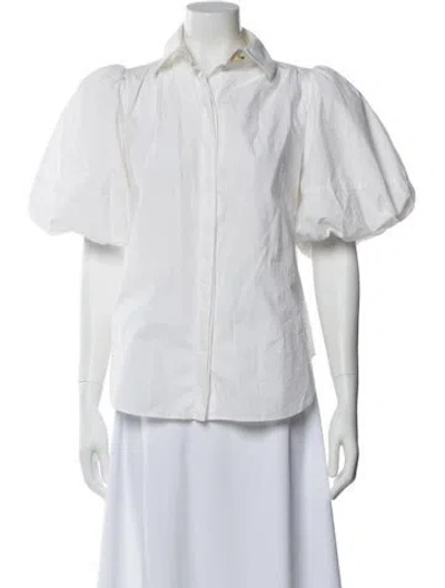 Pre-owned Aje Short Sleeve Blouse In White