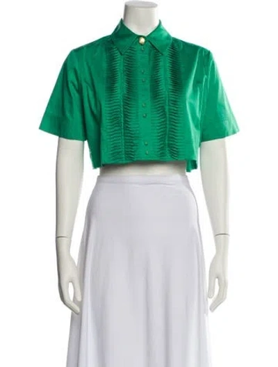 Pre-owned Aje Short Sleeve Crop Top In Green