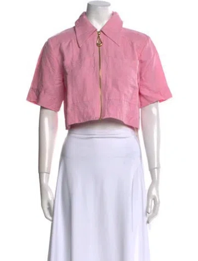 Pre-owned Aje Short Sleeve Crop Top In Pink