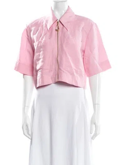 Pre-owned Aje Short Sleeve Crop Top In Pink