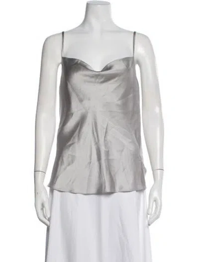 Pre-owned Aje Silk Cowl Neck Top In Neutral