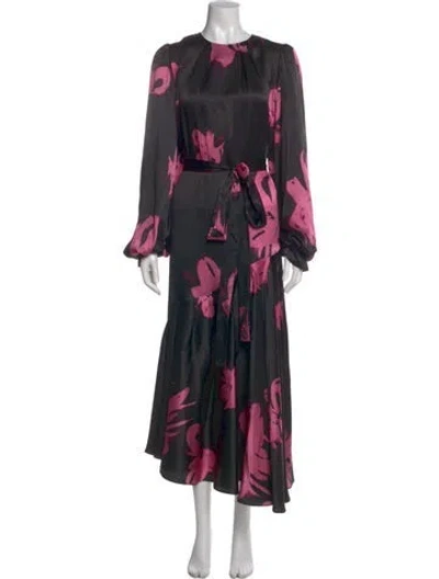 Pre-owned Aje Silk Long Dress In Black