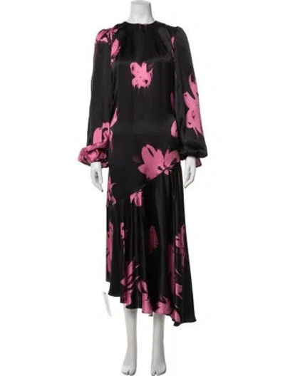 Pre-owned Aje Silk Midi Length Dress In Black