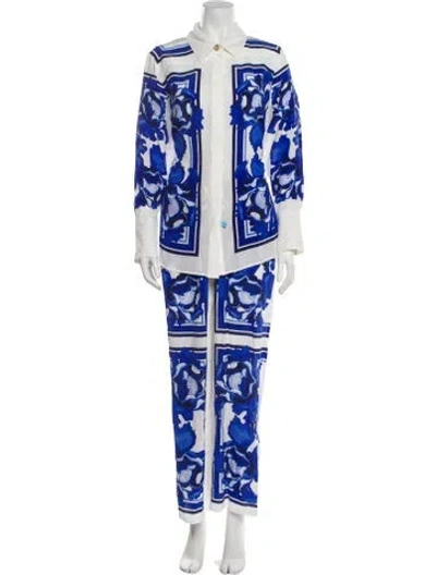 Pre-owned Aje Silk Printed Pant Set In Blue