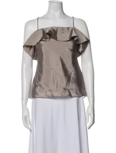 Pre-owned Aje Silk Square Neckline Top In Neutrals