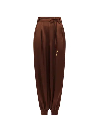 Aje Siren Pleated Trousers In Brown