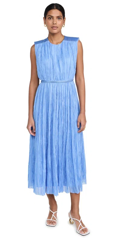 Aje Solstice Pleated Midi Dress Mist Blue