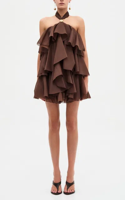 Aje Sorela Halter Mini Dress In Brown