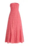 Aje Soundscape Strapless Layered Chiffon Gown In Pink