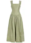 Aje Spirelle Linen-blend Midi Dress In Green