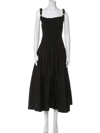 Pre-owned Aje Square Neckline Long Dress In Black