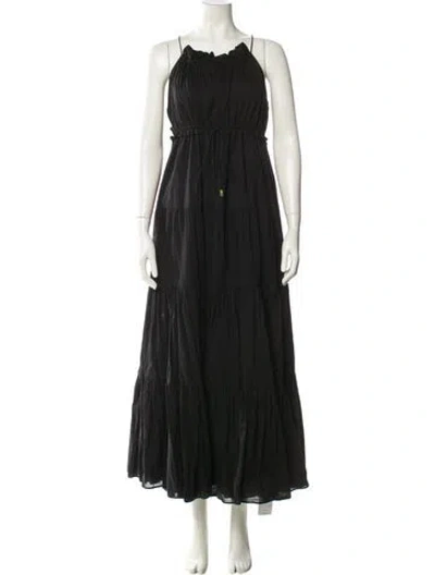 Pre-owned Aje Square Neckline Long Dress In Black