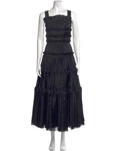 Pre-owned Aje Square Neckline Long Dress In Black