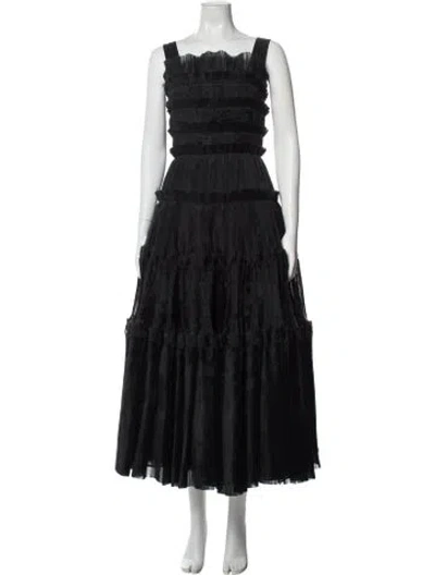 Pre-owned Aje Square Neckline Long Dress In Black