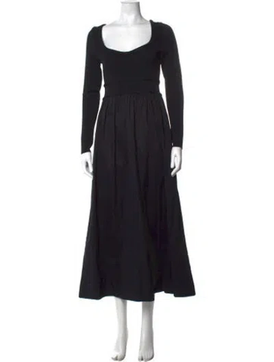 Pre-owned Aje Square Neckline Long Dress In Black