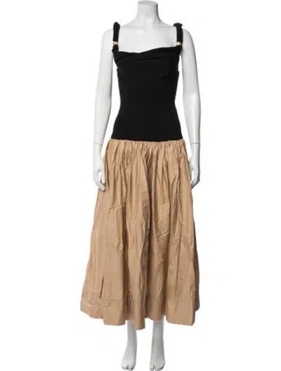 Pre-owned Aje Square Neckline Long Dress In Brown